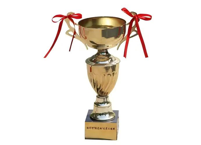 工程质量优秀奖证书，红色封皮，金色边框，平铺拍摄